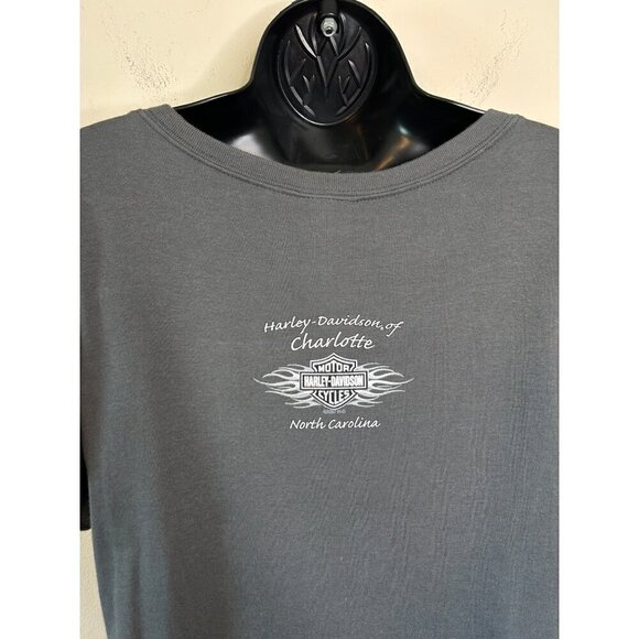 Harley Davidson Metallic Graphic Charlotte NC Grey Tee Shirt Size XL - Picture 7 of 13